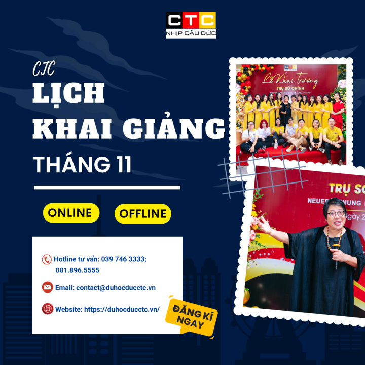 LỊCH KHAI GIẢNG THÁNG 11 .2024